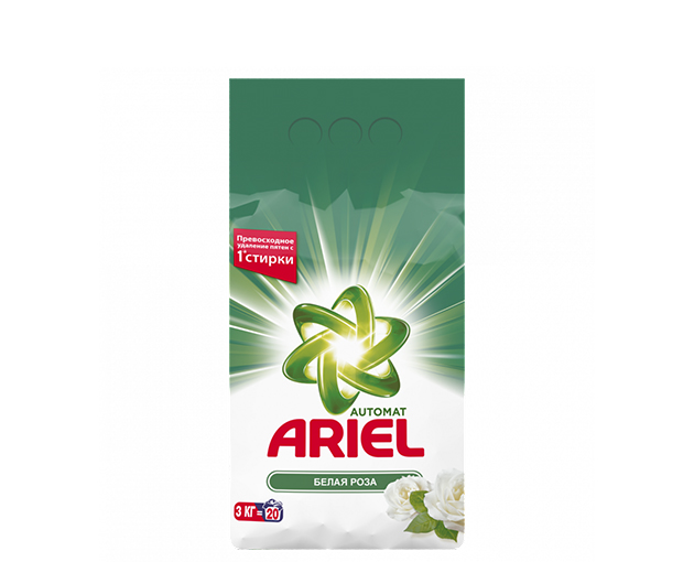 Ariel სარეცხი ფხვნილი თეთრი ვარდი 